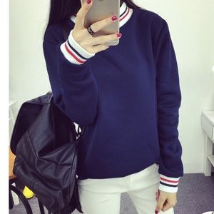 Yes style mock turtleneck navy sweater